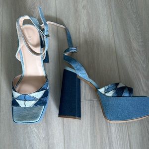 Brand New Bamboo Denim Platform Heels